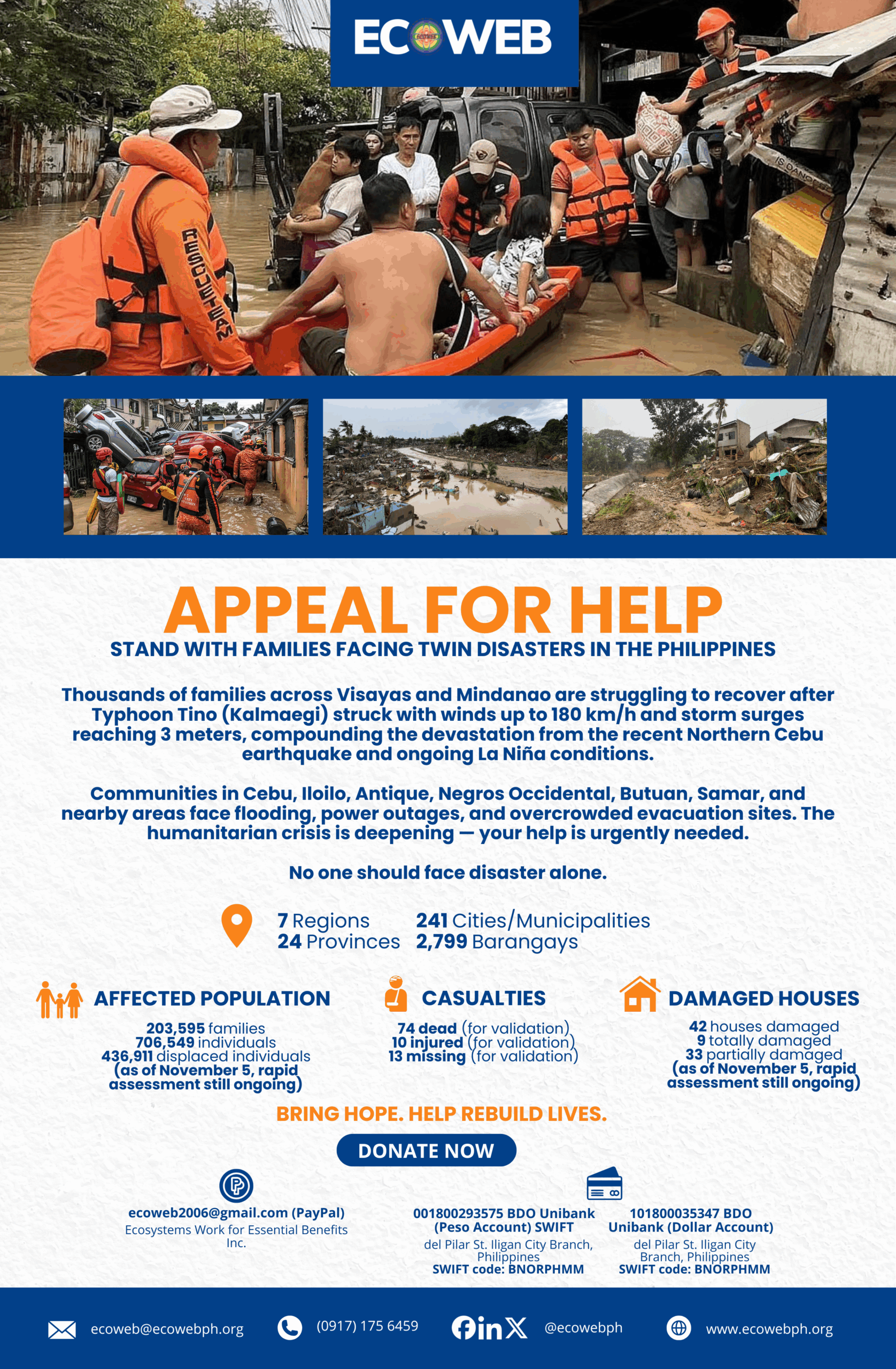 Read more about the article APPEAL FOR HELP: Stand with Families Facing Twin Disasters in the Philippines