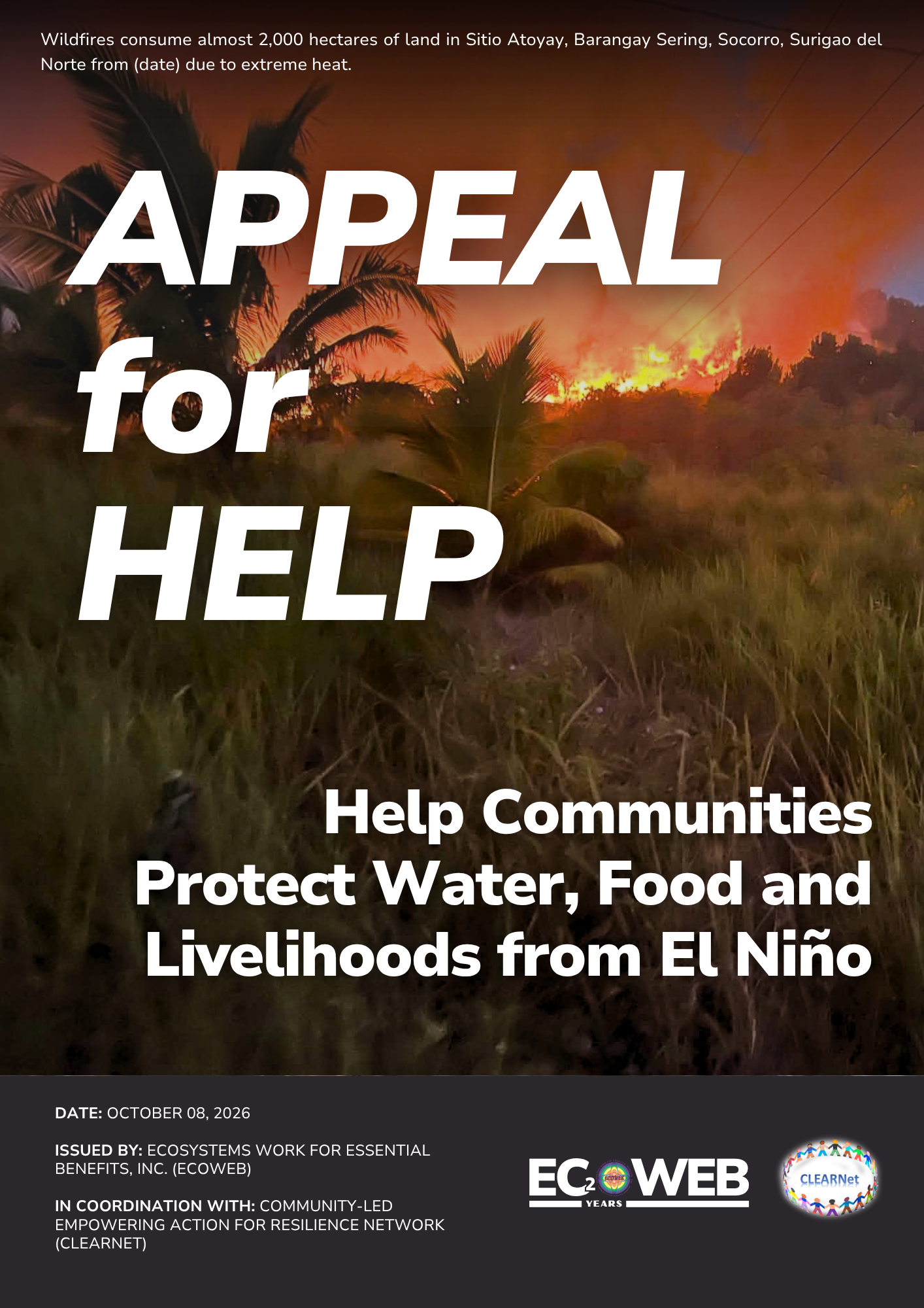Read more about the article APPEAL FOR HELP | Help Communities Protect Water, Food and Livelihoods from El Niño
